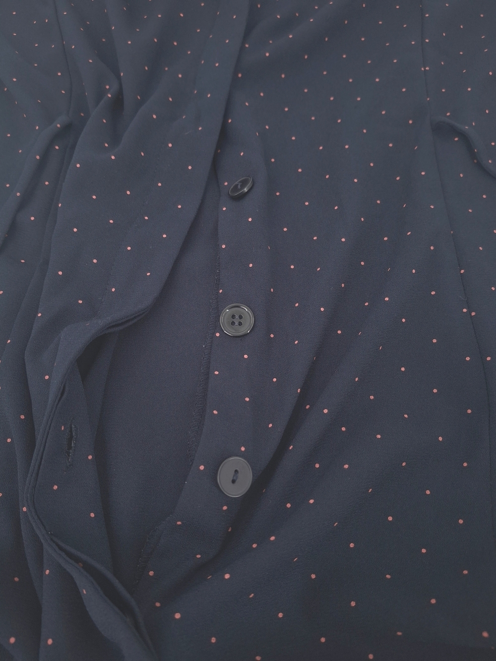 ✨Vintage 90s Norton McNaughton Navy Polka Dot Midi Shirt Dress✨ - Picture 11 of 16